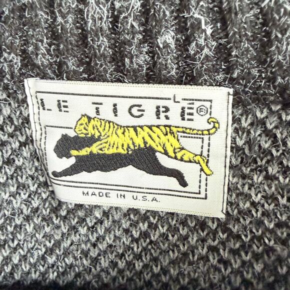 Vtg Grandpa Sweater Geometric Knit Black Gray 90s Le Tigre USA Made Retro Mens L - Picture 5 of 8